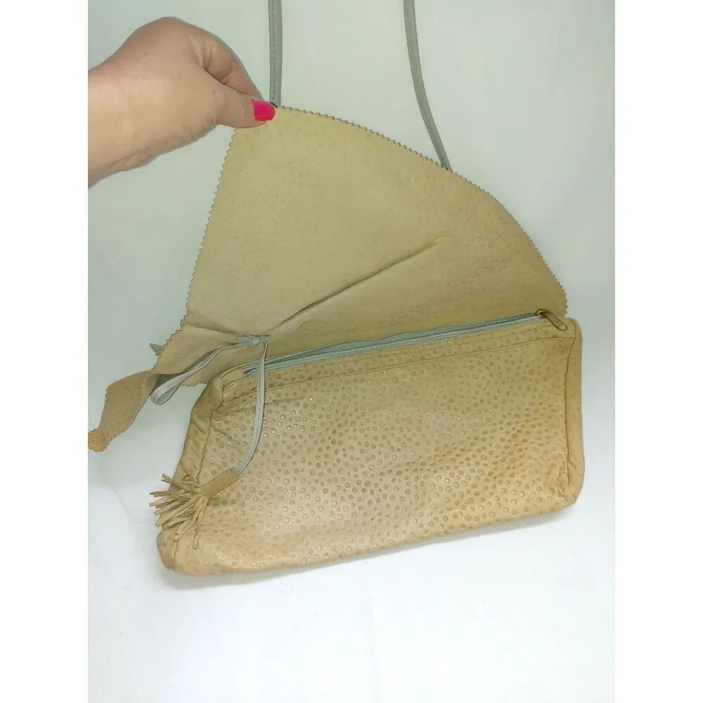 Reem Womens VINTAGE Beige/Cream/Grey Leather Convertible Handbag
